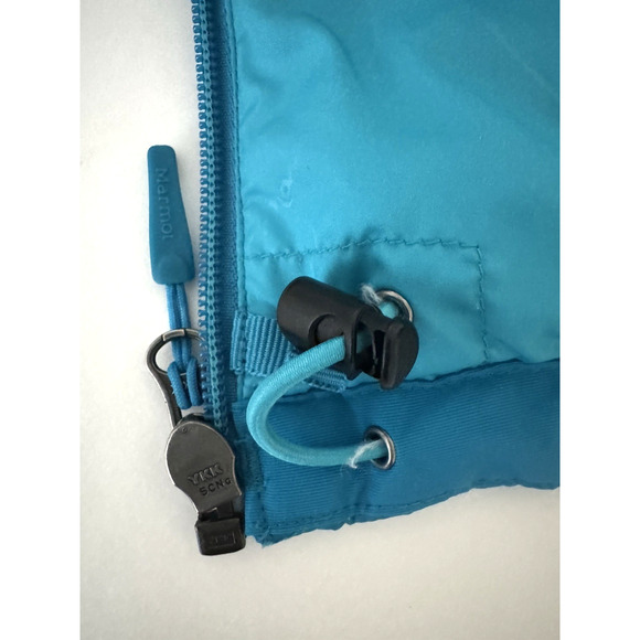 Marmot Jacket XL 700-Fill Down Turquoise Blue Quilted Full Zip Pockets Packable - Picture 13 of 15